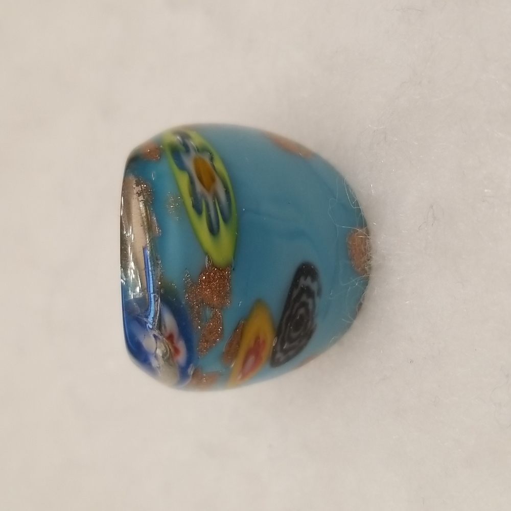 Murano Style Glass Millefiori Flowered Multicolored Dome Cocktail Ring US Seller